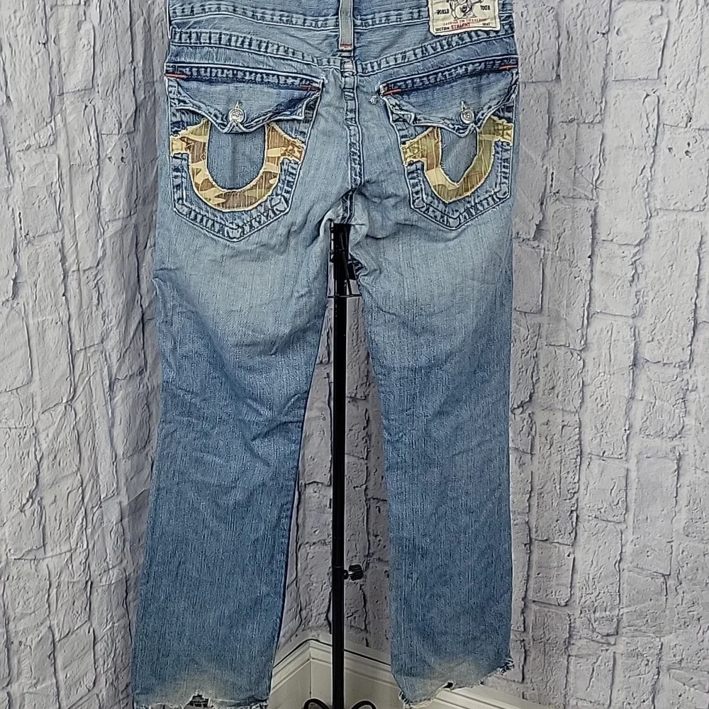 Y2K Rare True Religion Camo Flap Straight Flared Baggy Jeans‎ 34/32